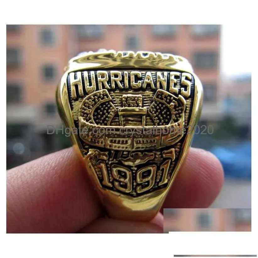 cluster rings 1991  hurricanes national championship ring wholesale fan men gift 2022 2023 hip hop punk jewelry drop delivery 20