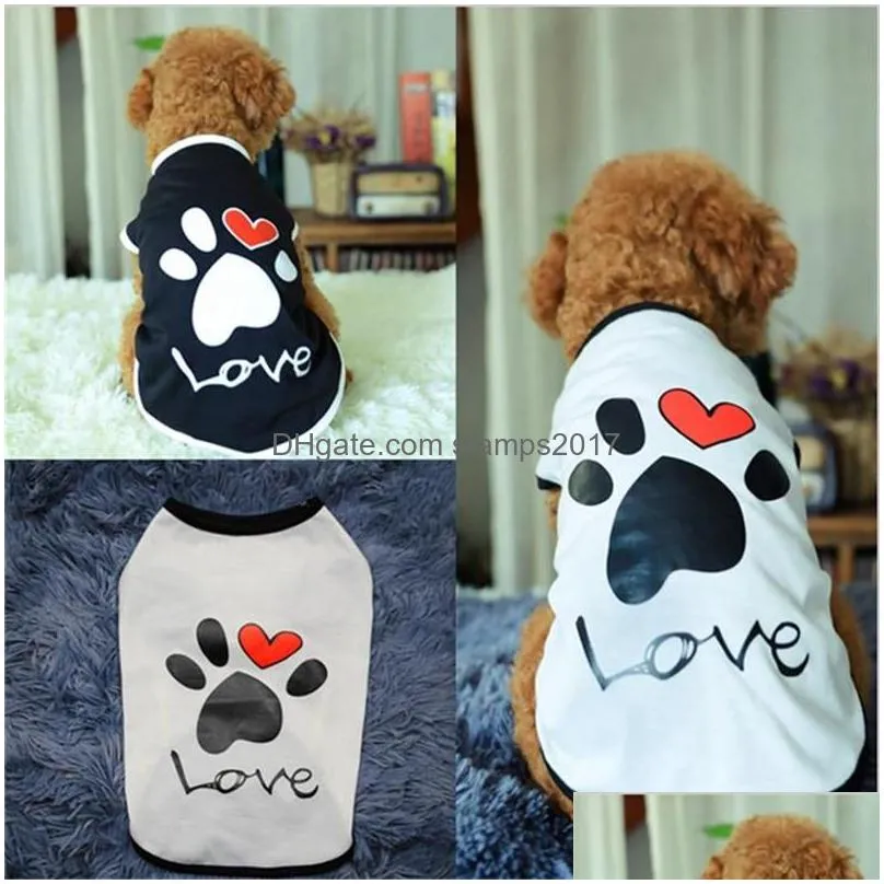 dog cat dogs clothes summer cotton vest t shirt with paw printed heart love design coat pet puppy summer apparel clothes