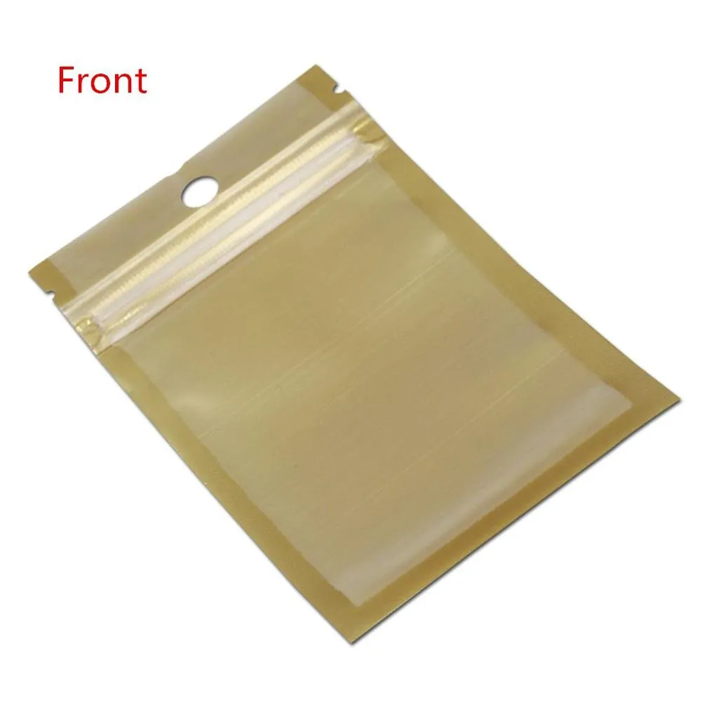 wholesale Wholesale Golden / Clear Self Seal Zipper Plastic Retail Package Packaging Bag Zipper Lock Packing Bags With Hang Hole 10