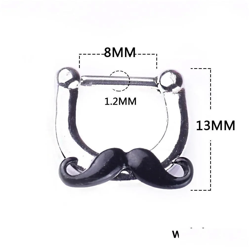 2019 New fashion Black Beard Nose Ring Fake septum Piercing nose ring Hoop For Women faux clicker Body Jewelry