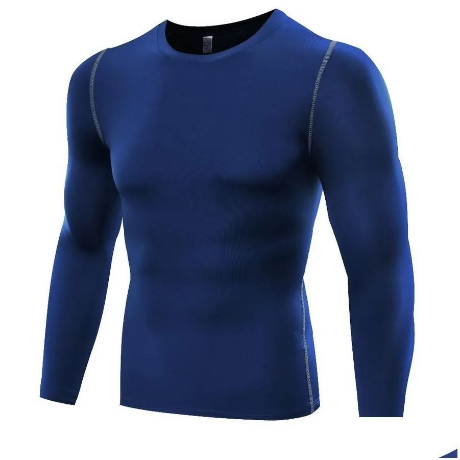 New 2021 Outdoor Men t shirt Pro Sport Sweat Fitness Running Tights Base Layer Elastic Quick-drying Long-sleeve Basketball stretch t