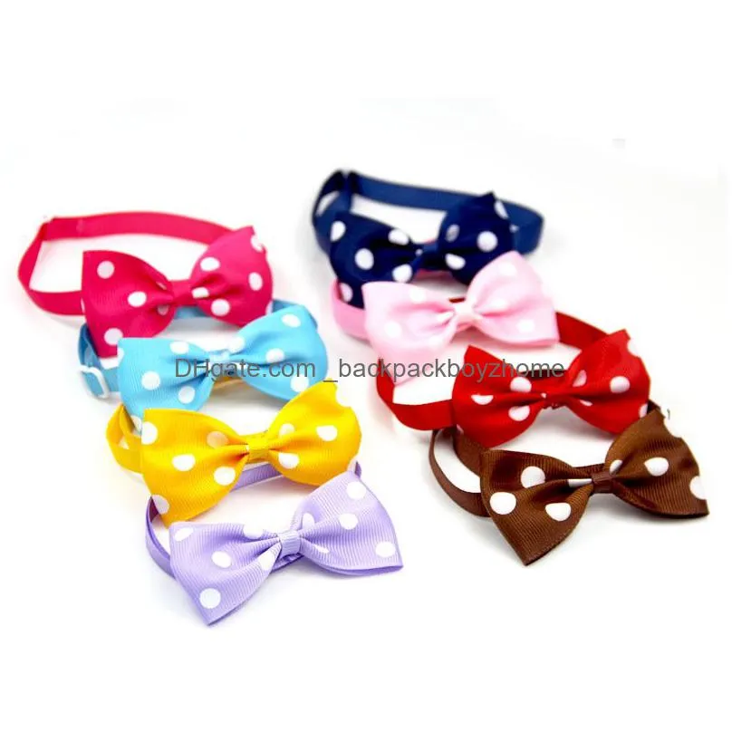 adjustable handmade dots pattern ribbon dog bow ties cute puppy small dog cat tie for collar pet grooming accessories
