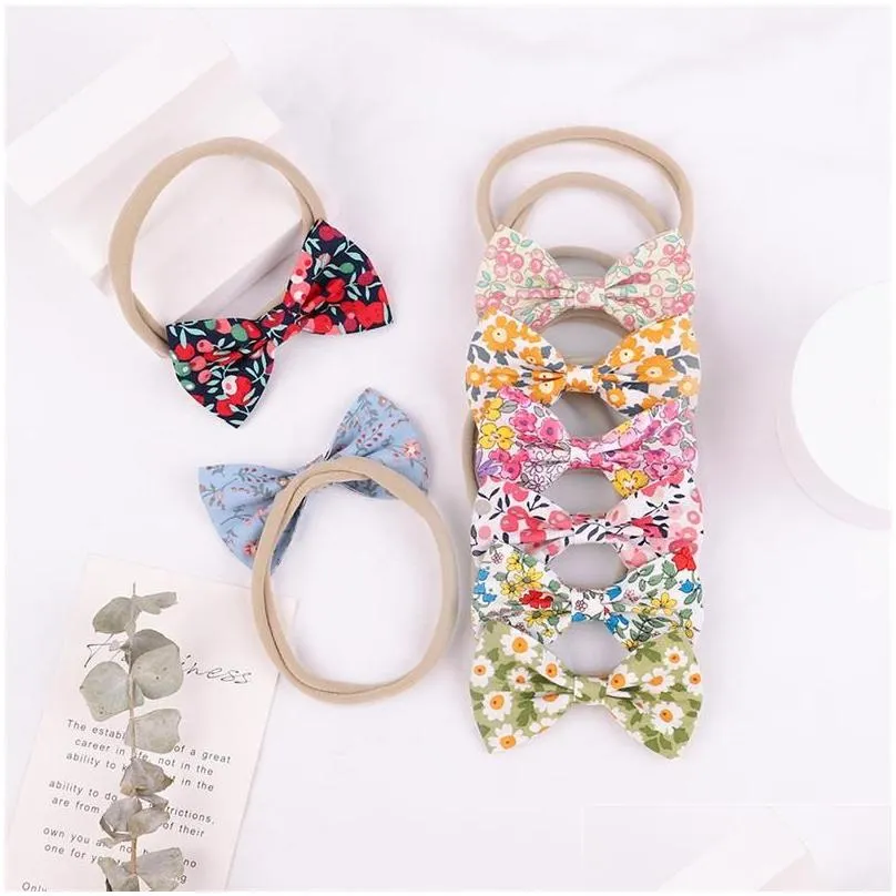 19 Colors Cute Baby Bowknots Headband Girls Retro Bow Hair Bands Newborn Headbands Hairband Kids Baby Hair Accessories