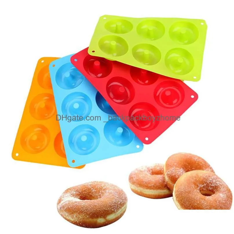 chocolate biscuit cake mold donut mold reusable 6-cavity silicone donut baking pan non-stick candy 3d mold diy cake mould