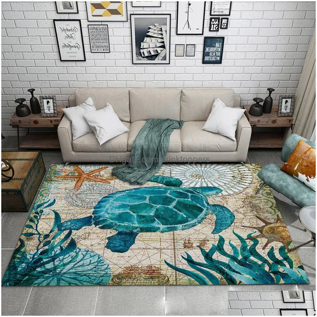 Alfombra 3D de peces marinos, tapete azul para dormitorio de niños, tapete  suave para mesa de centro para sala de estar, alfombra antideslizante para  baño y cocina
