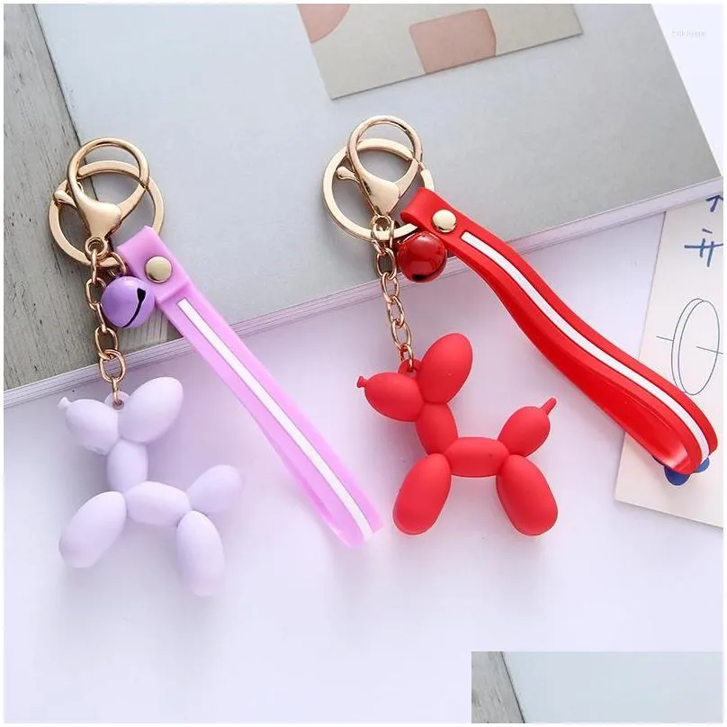 keychains creative korean cute balloon puppy keychain for women sweet colorful fashion bag car key jewelry pendant gift wholesale