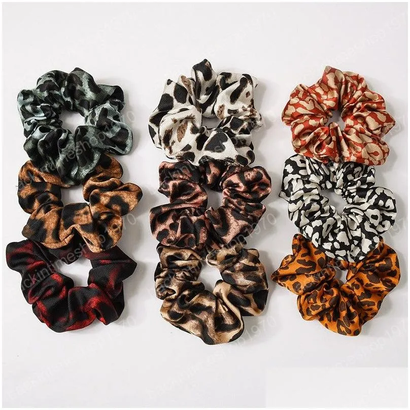 2019 9 colors women girls leopard color cloth elastic ring hair ties accessories lady ponytail holder hairbands scrunchies hair band