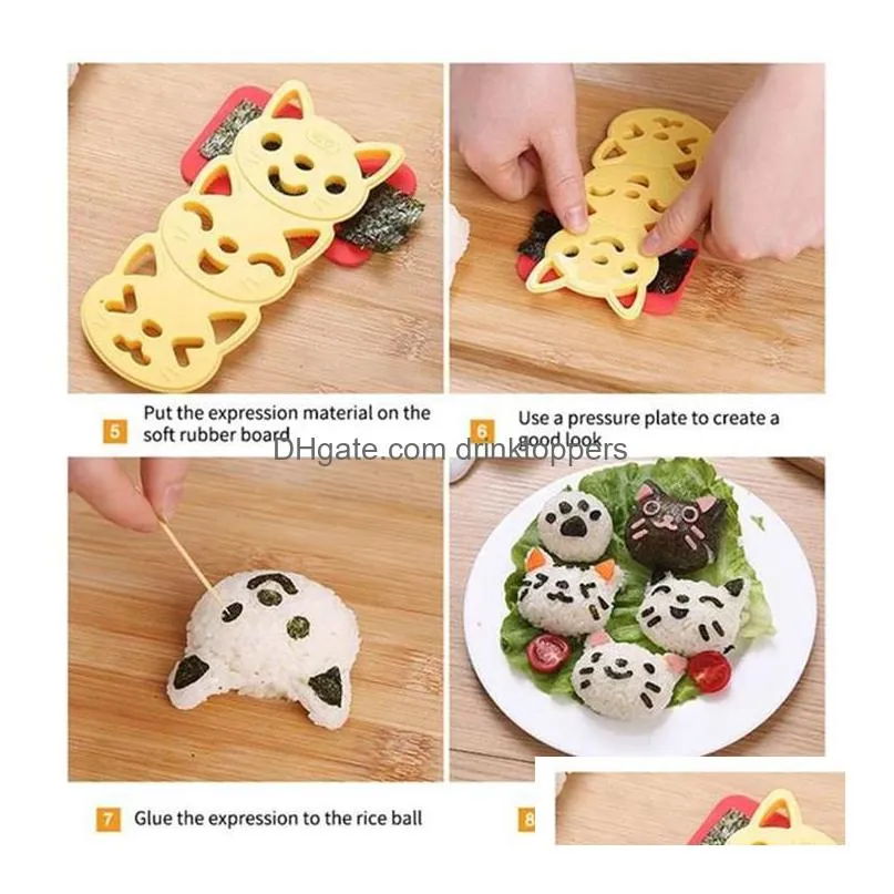 cute smile cat sushi rice mold decor cutter sandwich diy tool japanese rice ball sushi maker kitchen tools