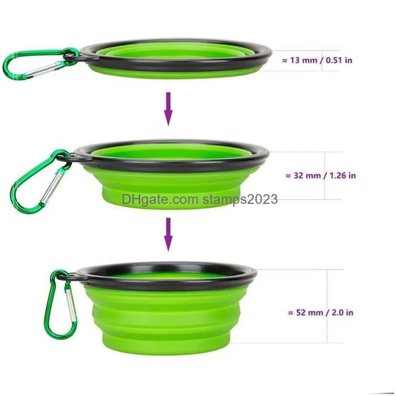 wholesale pet portable travel collapsible dog cat feeding bowl 350ml water dish silicone foldable feeder free shipping