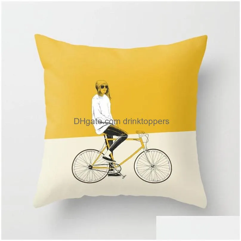 45x45cm yellow striped pillowcase geometric throw cushion pillow cover printing cushion pillow case bedroom office decoration