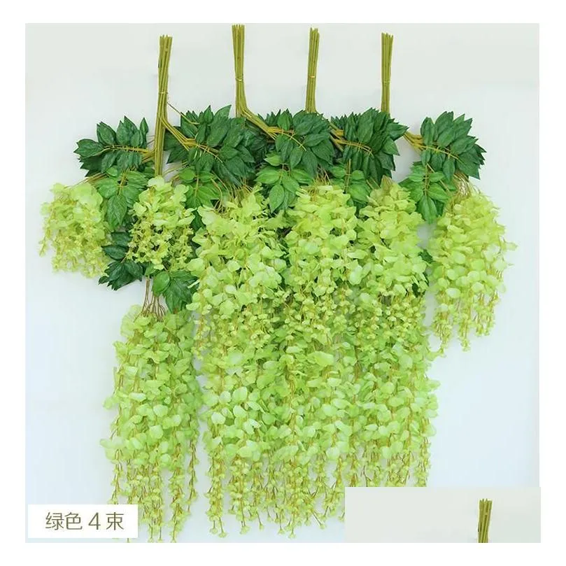 Artificial ivy flowers Silk Flower Wisteria Vine flower Rattan for Wedding Centerpieces Decorations Bouquet Garland Home Ornament IF01