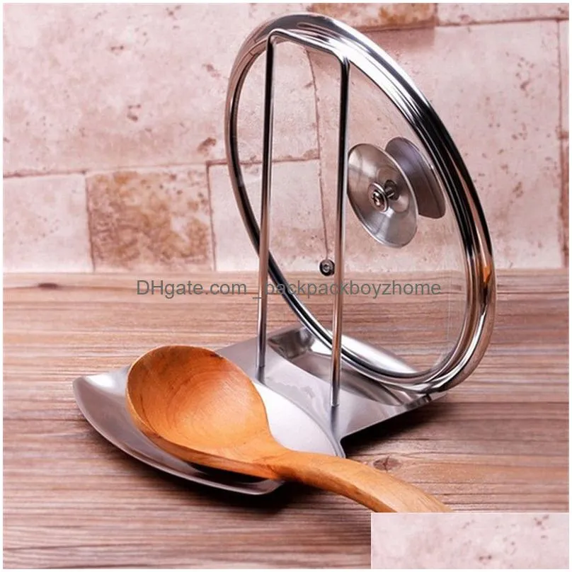 stainless steel kitchen pan pot rack cover lid rest stand spoon holder home applicance for kitchen accessories