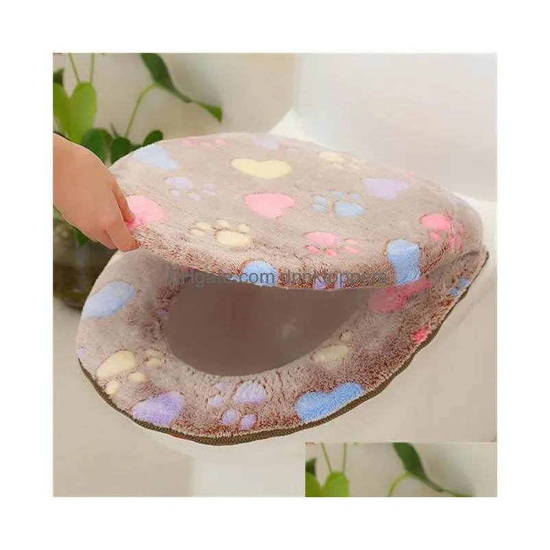 bathroom toilet seat cover set thicken soft coral universal zipper toilet case warm waterproof wc potty cover closure design kid
