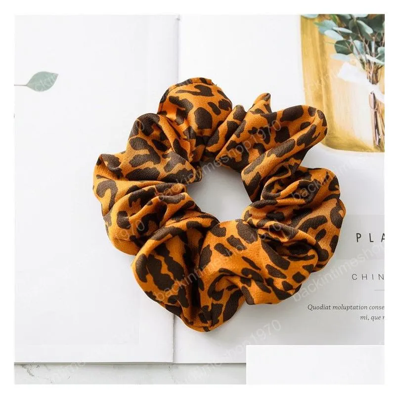 2019 9 colors women girls leopard color cloth elastic ring hair ties accessories lady ponytail holder hairbands scrunchies hair band