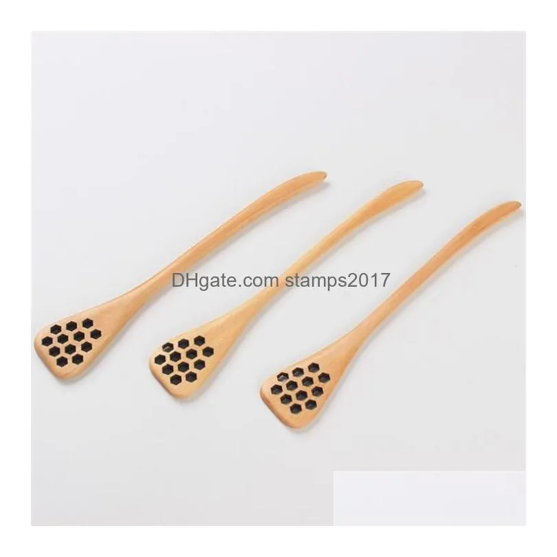 practical long handle wood honey spoon mixing stick dipper for honey jar coffee milk tea stirring bar supplies kitchen tools