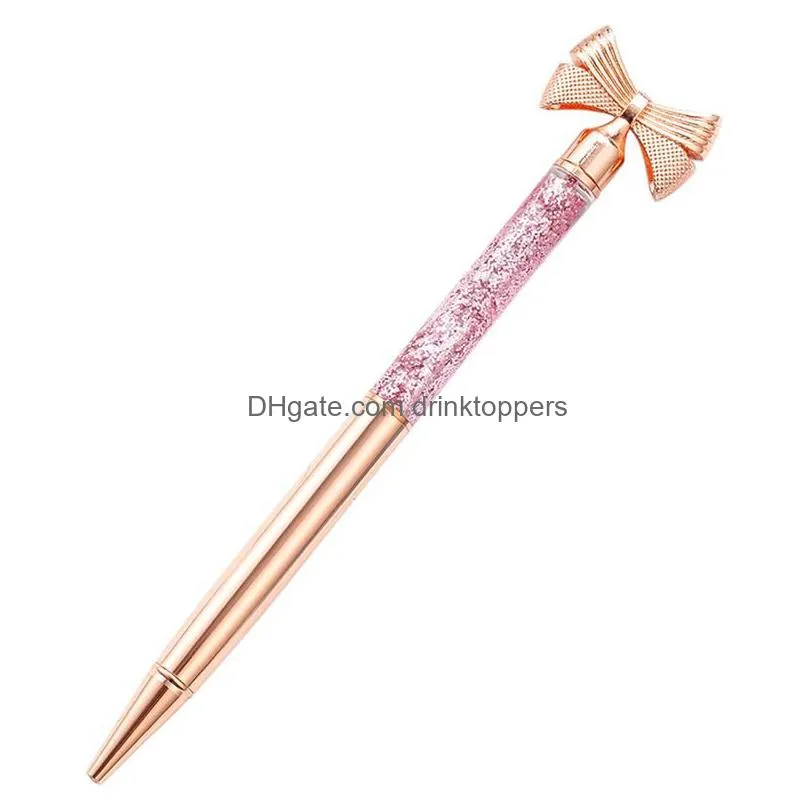 wholesale fashion gold powder bow metal ballpoint pen stationery novelty pens for writing butterfly pen advertising pen office