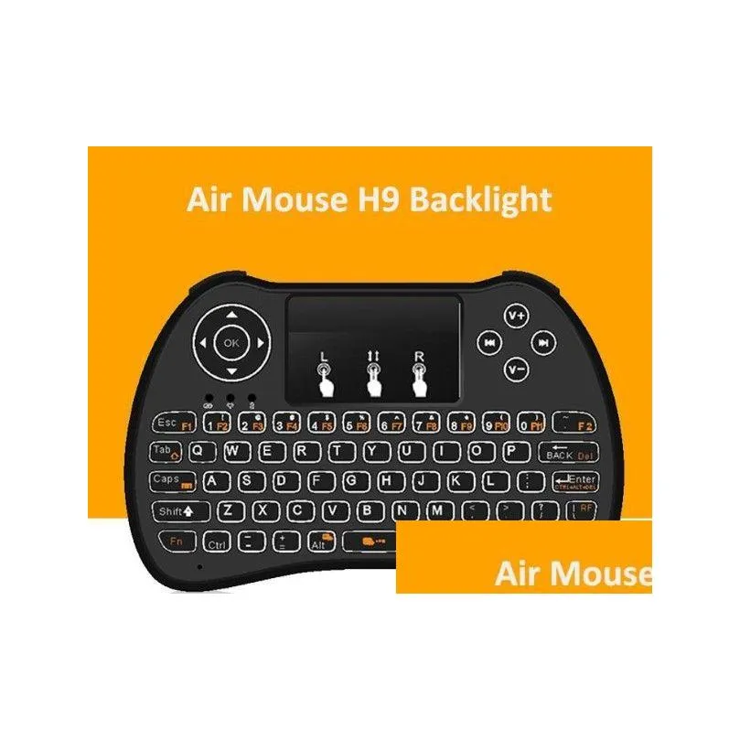 wireless backlit blacklight keyboard h9 fly air mouse multi-media remote control touchpad handheld for android tv box