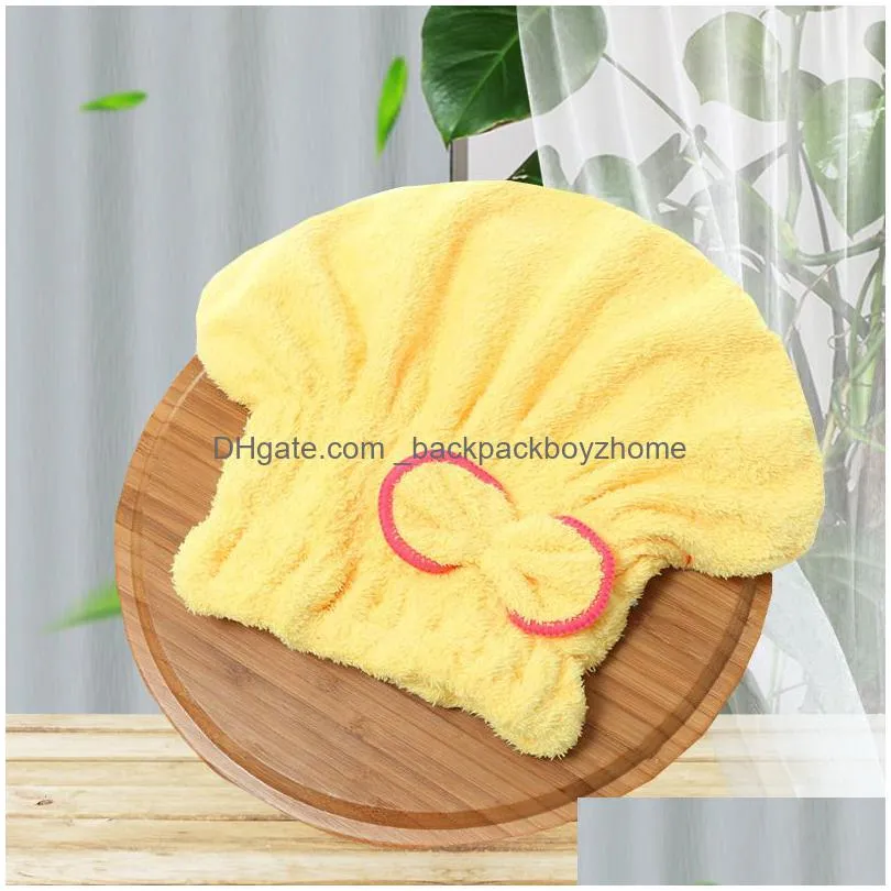 microfibre quick hair drying bath towel spa bowknot wrap towel cap bathroom accessories thick bonnets women shower caps