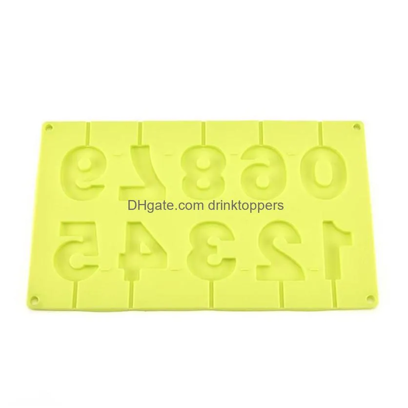 kitchen cake tool silicone lollipop mold 0-9 number shaped candy chocolate moulds diy party cake decorating tools fondant mold