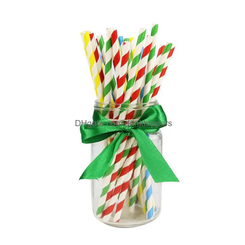 biodegradable colorful stripes paper straws pink blue yellow drinking straws wedding birthday party decoration baby shower kids