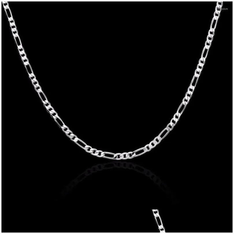 Chains 8 Sizes Available Real 925 Sterling Silver 4mm Figaro Chain Necklace Womens Mens Kids 40/45/50/60/75cm Jewelry Kolye Collares