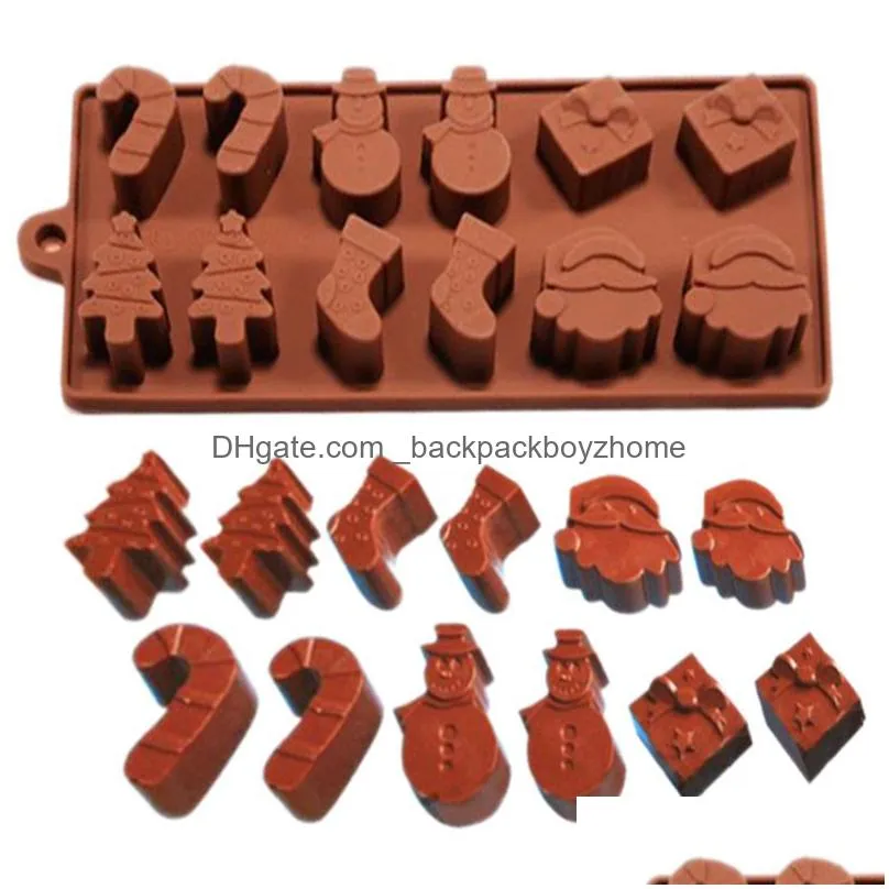 christmas silicone chocolate moulds 12 cavity cake cookie candy baking mould for diy xmas party bakeware santa ice tray mold