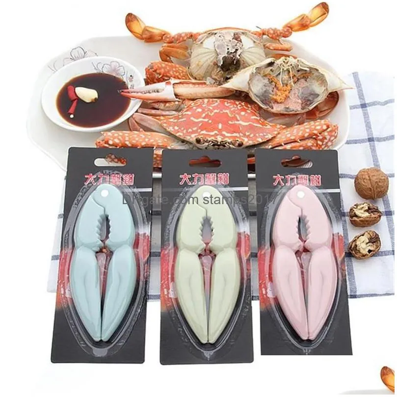 3 colors creative peeling walnut nut clip lobster crab biscuit crab pliers seafood tools kitchen gadgets pink blue green