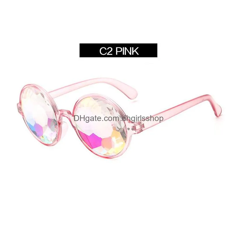 sunglasses kaleidoscope glasses women retro rave festival round sunglasses men nail hologra 220826