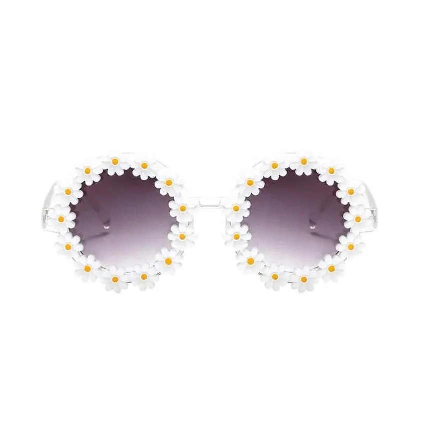 girls sunglasses retro daisy sunglasses flower round fashion disco festival eyewear fashion kids sun glasses sun shades party accessories 7 colors