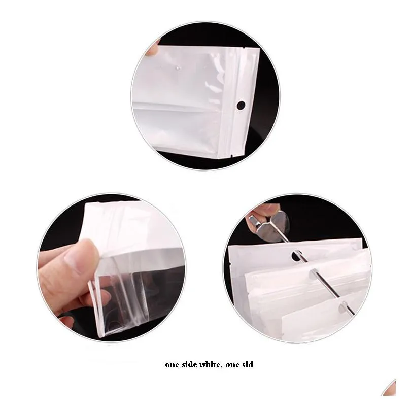 wholesale Clear + White Pearl Plastic Poly OPP Packing Bag Zip Lock Retail Package Bag Jewelry Food PVC Plastic Bag Many Size