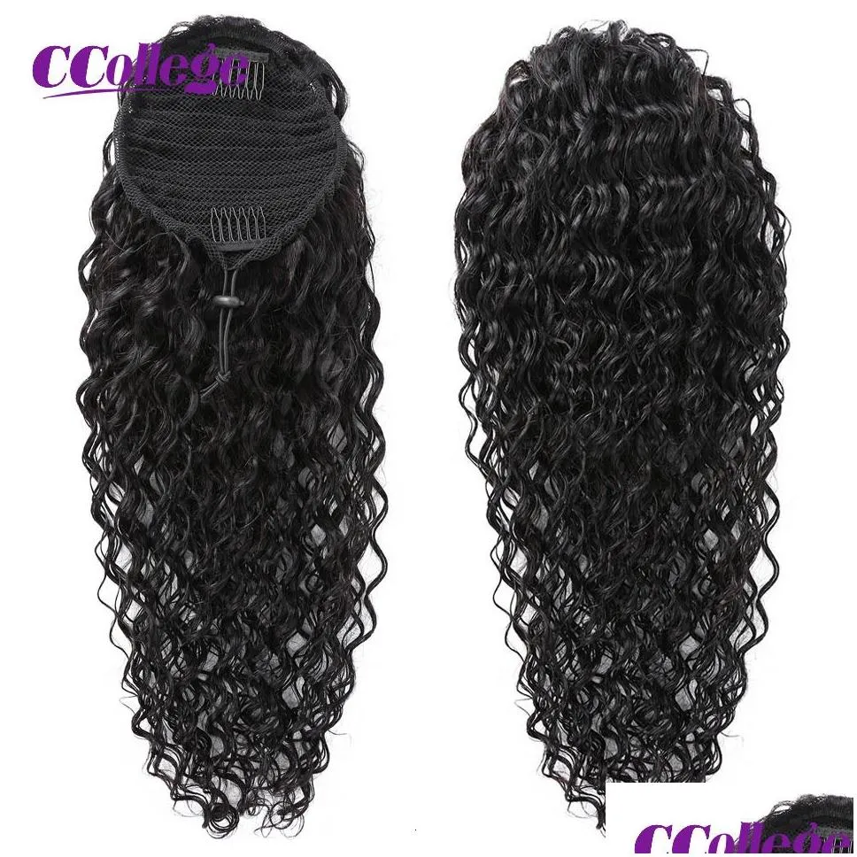 Ponytails Ponytail Human Hair Extensions Curly Ponytail Extensions Drawstring Straight Hair CCollege 8-30 Inches Afro Kinky Curly