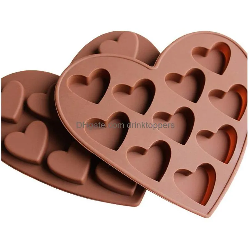 10 holes heart-shaped chocolate mold candy cake diy silicone ice cube pudding pastries cookie mold kitchen baking tool