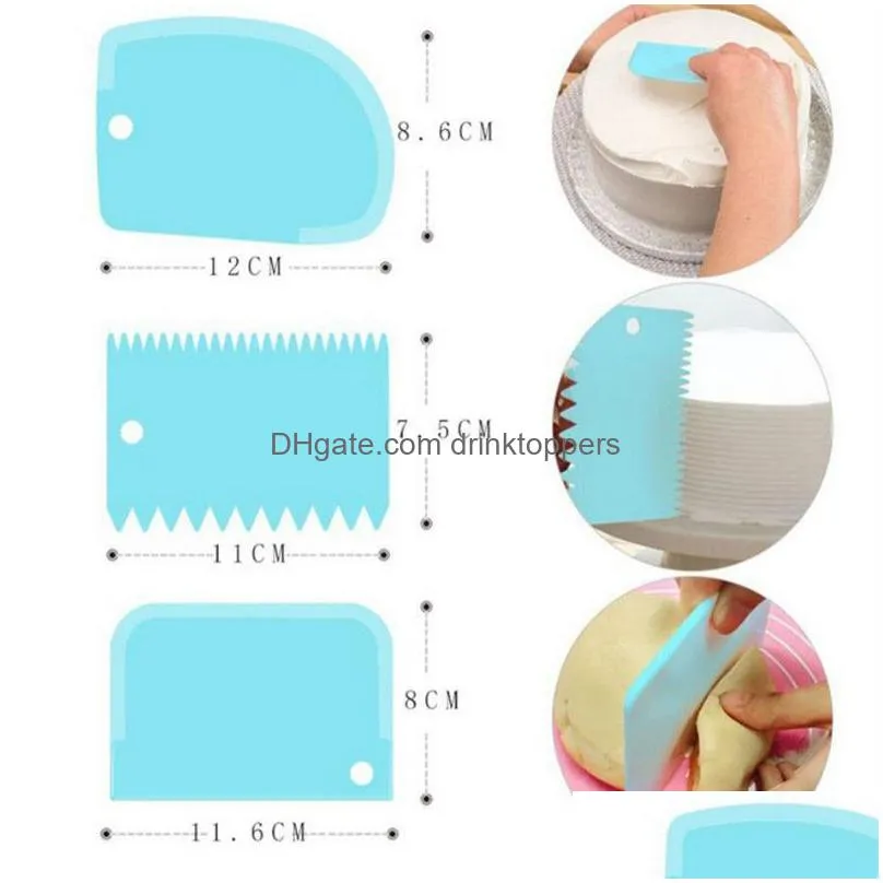 3pcs/set cream scraper irregular teeth edge diy scraper cake decorating fondant pastry cutters baking spatulas tools molds