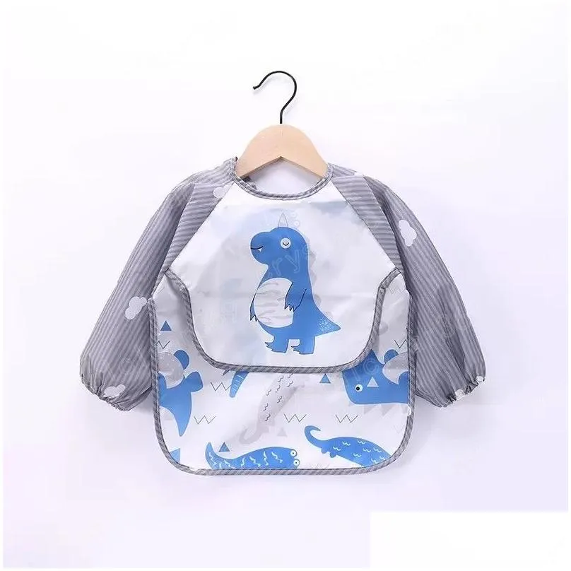 baby toddler bib overall waterproof bear christmas burp cloths long sleeve cartoon animail elk print children kid feeding smock apron eating coverall