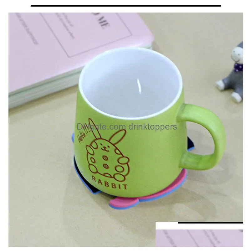 silicone dining table placemat coaster kitchen accessories mat cup bar mug cartoon animal bear duck rabbit drink pads