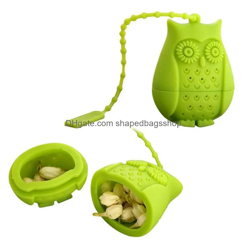 cute owl tea strainer tea bags food grade silicone loose-leaf infuser filter diffuser fun cartoon tea accessories