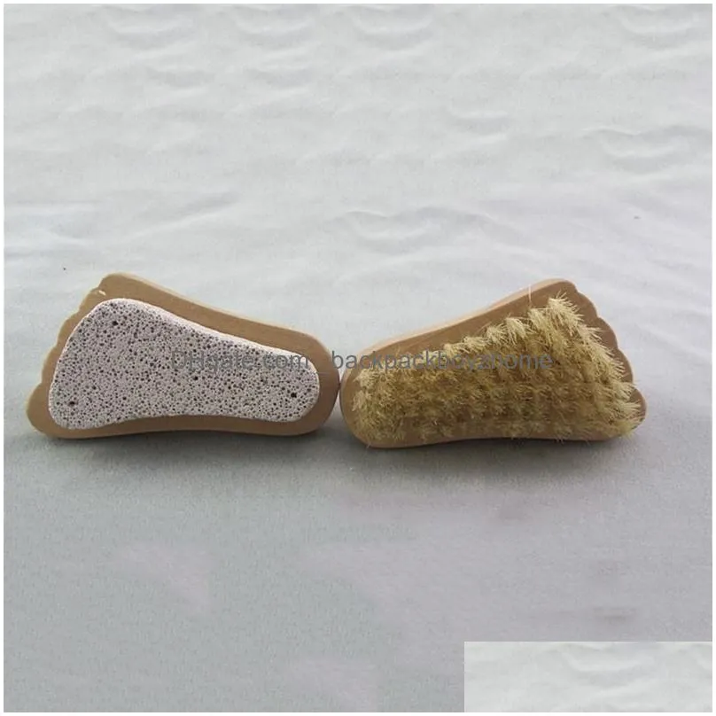 natural bristle brush foot exfoliating dead skin remover pumice stone feet wooden cleaning brushes spa massager
