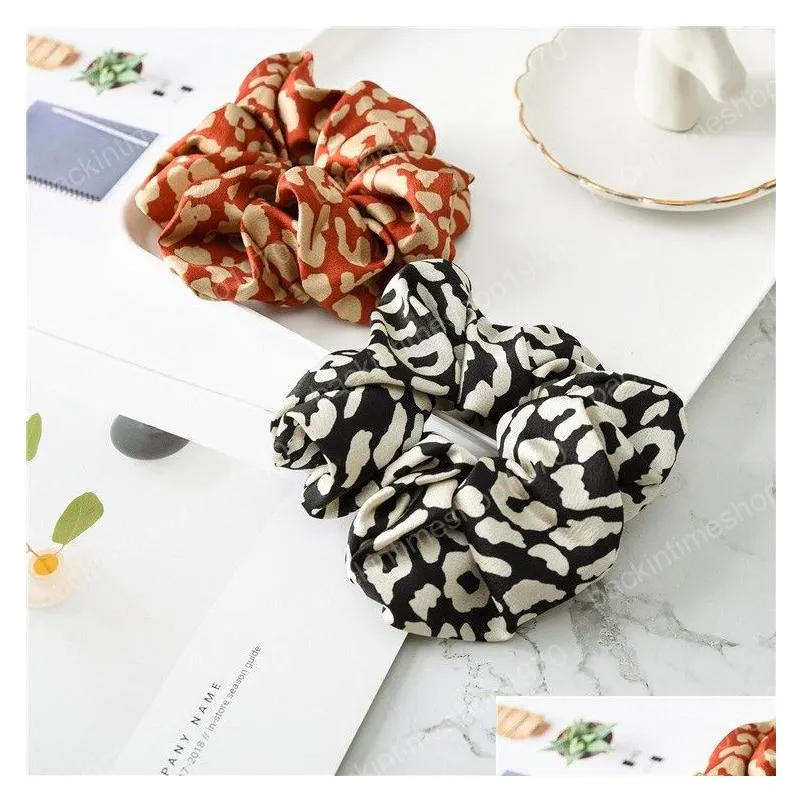 2019 9 colors women girls leopard color cloth elastic ring hair ties accessories lady ponytail holder hairbands scrunchies hair band