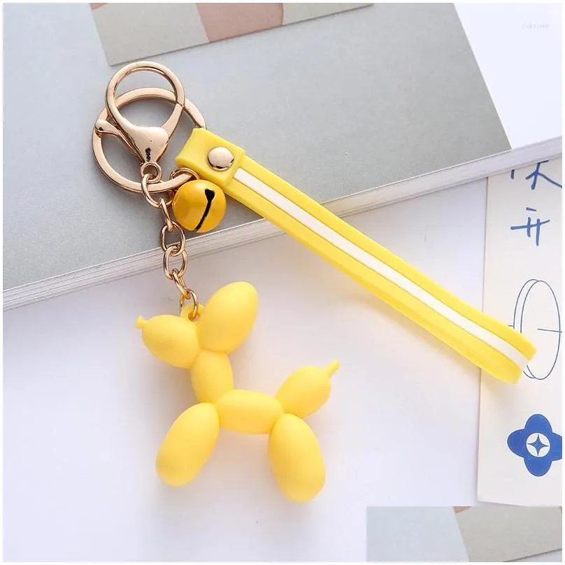 keychains creative korean cute balloon puppy keychain for women sweet colorful fashion bag car key jewelry pendant gift wholesale