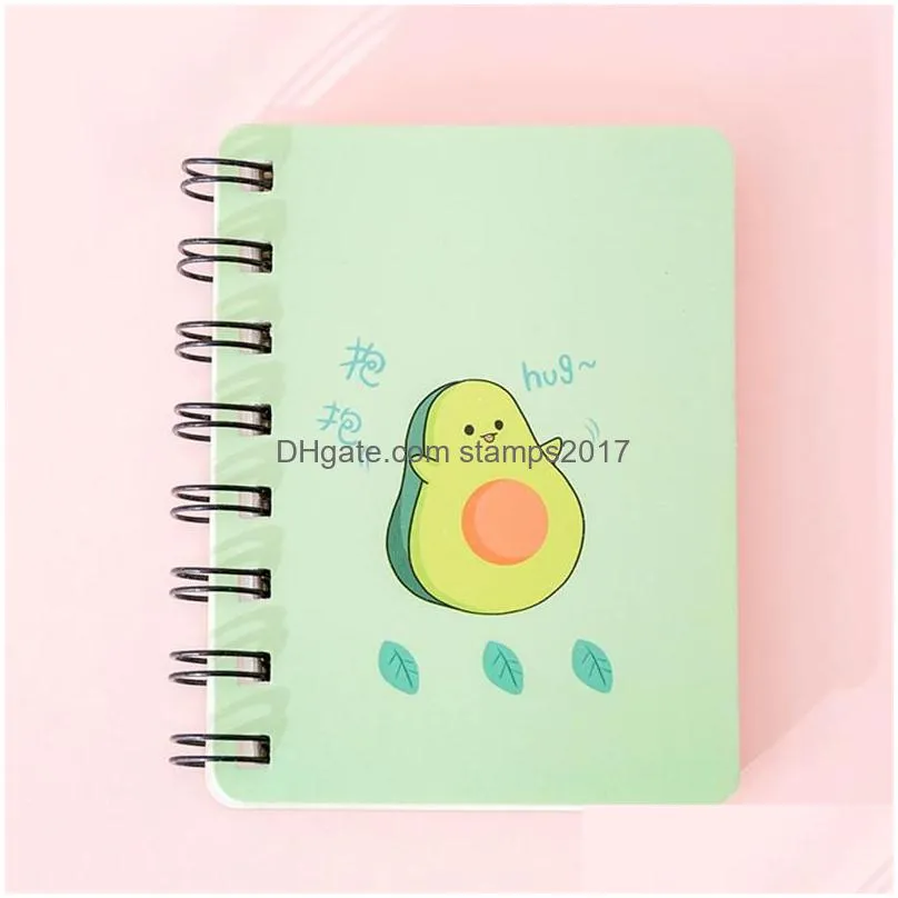 wholesale a7 mini cartoon notebook flipable portable coil avocado loose-leaf notepad diary school supplies stationery journal diary