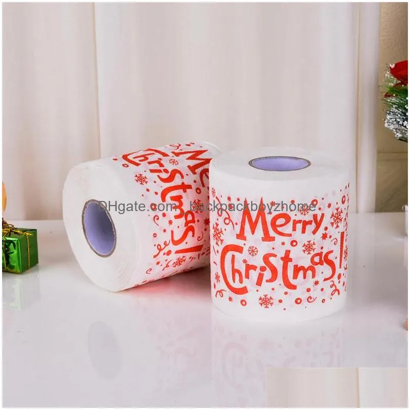 merry christmas toilet paper creative colorful printing pattern series roll of papers fashion funny novelty gift eco friendly portable