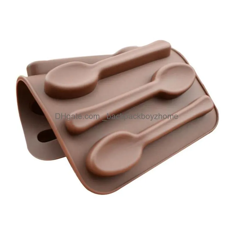 bakeware silicone 6 holes spoon shape chocolate mold cake decorating tools kitchen pastry baking soap stencils silicone form