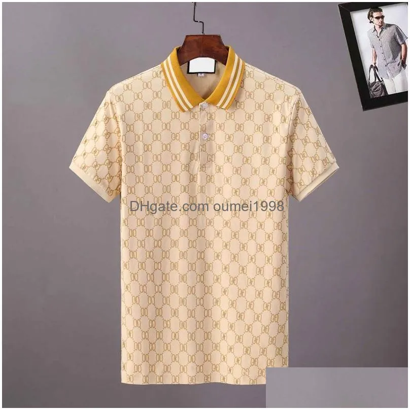 2023 designer polos men polo shirt luxury shirts fashion tshirt plaid print pattern clothes classic business tee causal mens t shirt size