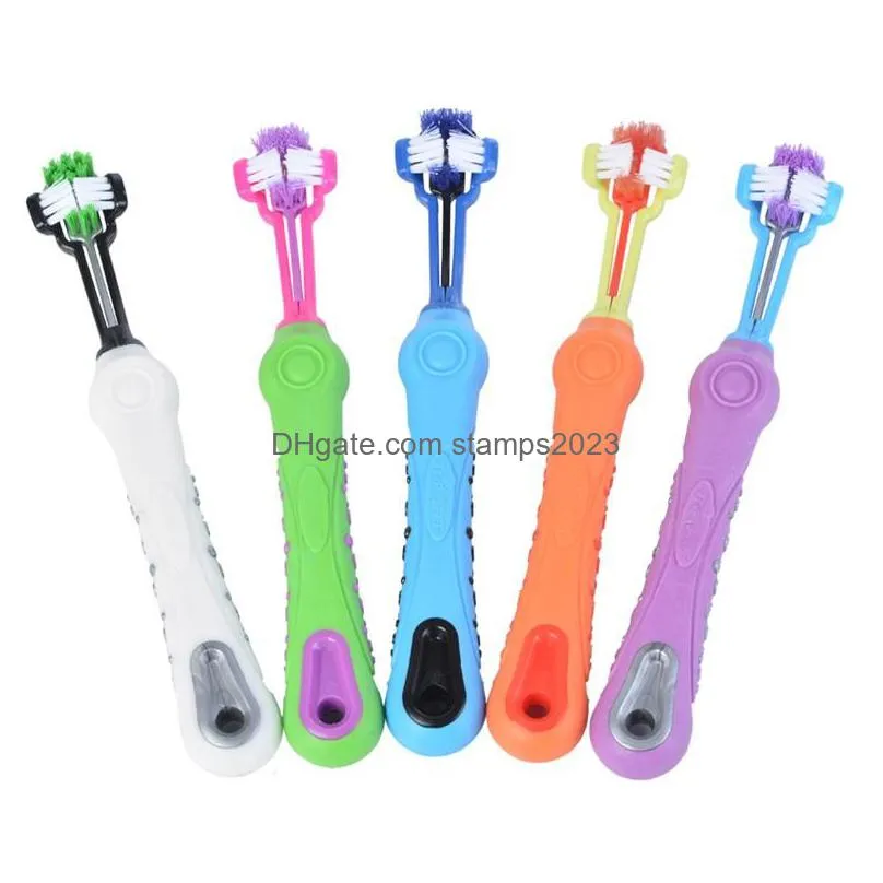 three sided pet toothbrush dog brush addition bad breath tartar teeth care dog cat cleaning mouth dog cat cleaning supplies