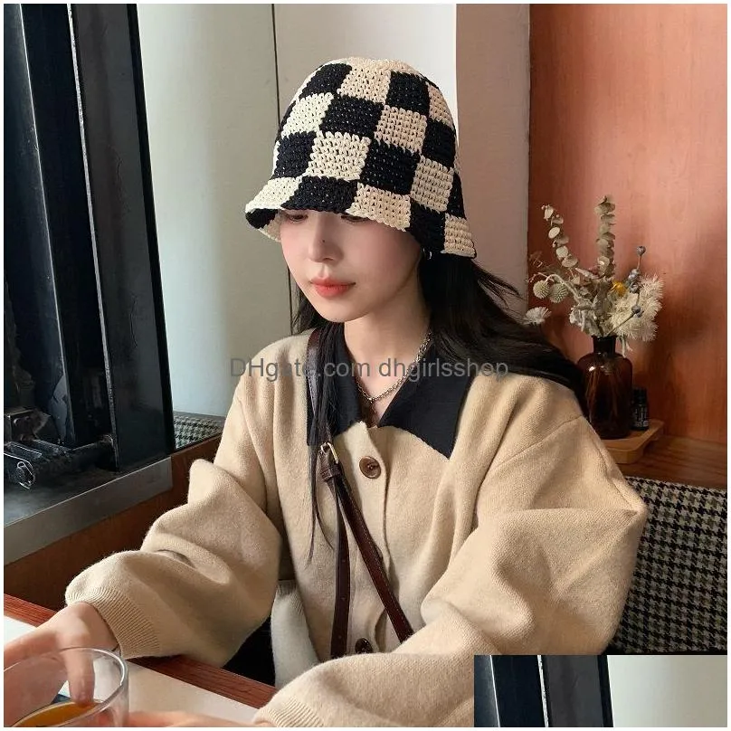 stingy brim hats womens winter panama caps black and white womens cap pure cotton high quality knitting fisherman hats for women