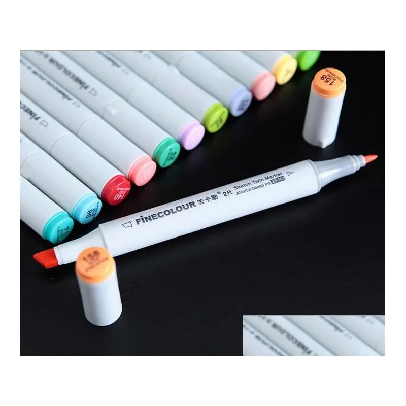 wholesale the second generation finecolour marker pens finecolour pen sketch hand-painted art painting pens 160colors for chose with gift bag pen