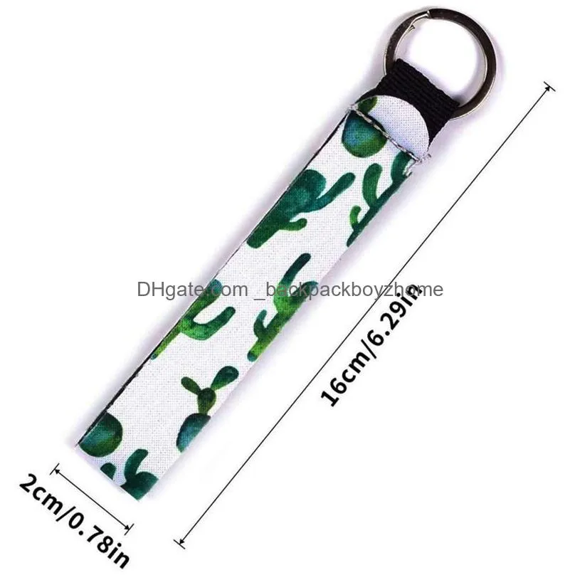 colorful floral printed neoprene wristlet keychain lanyard key tags chains key chain holder to match chapstick holder keychain