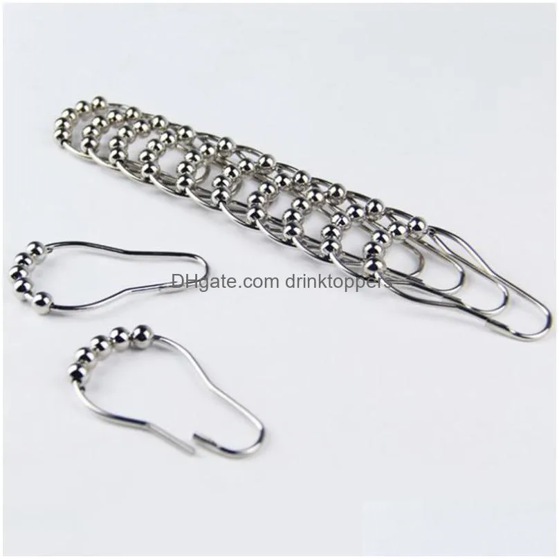 stainless steel color curtain hooks bath roller ball shower curtains glide rings convenient home bathroom accessories 