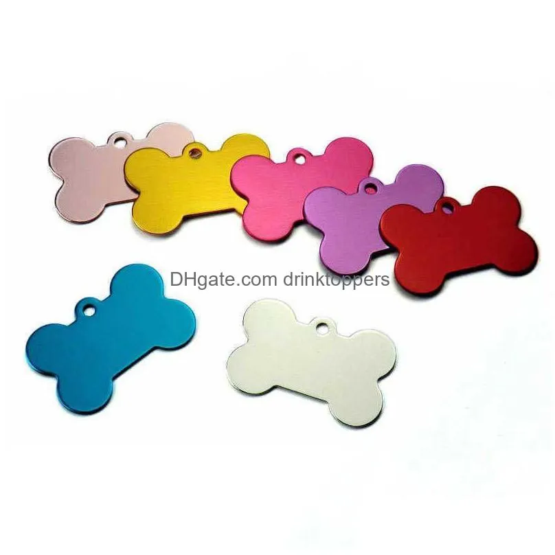 wholesale 100pcs personalized bone dog id tags customized cat puppy name phone pet id tags dog cat pet tag collar accessories 201126