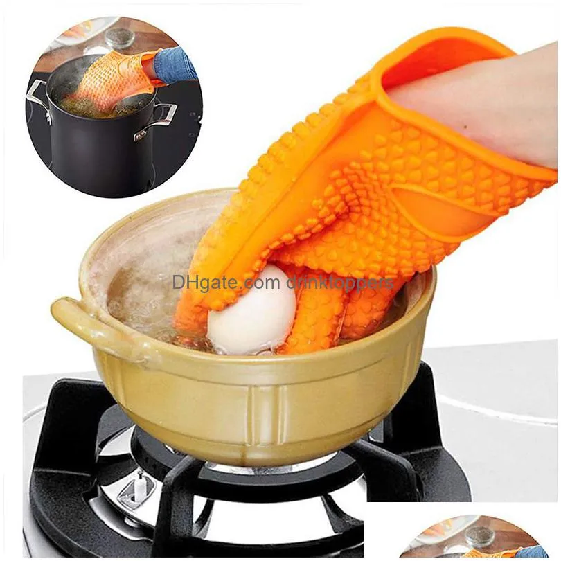  silicone oven kitchen glove heat resistant thick cooking bbq grill glove oven mitts kitchen gadgets kitchen accessories